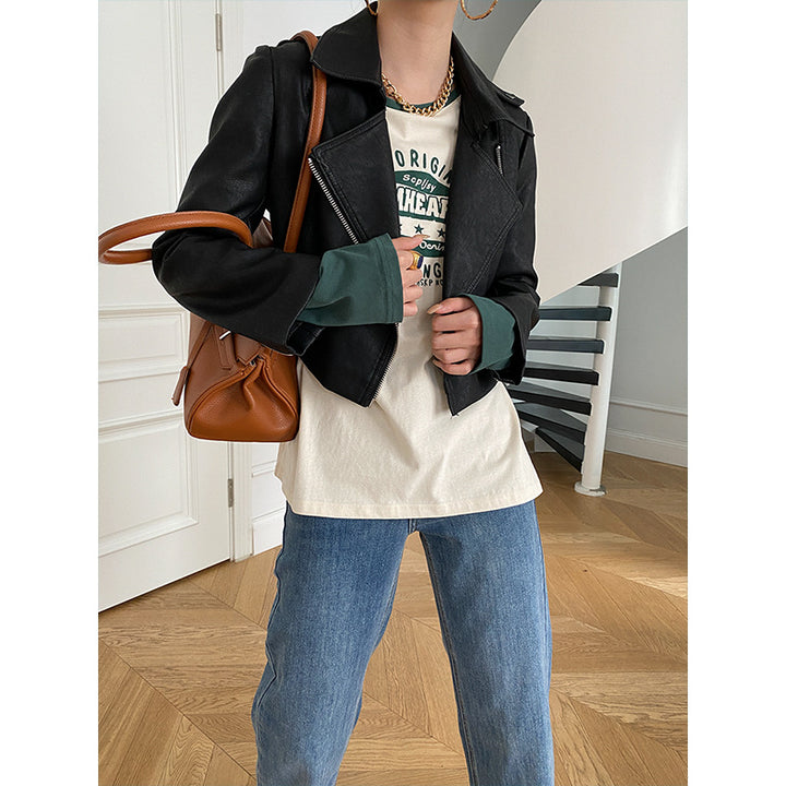 Damer kort jakke i biker stil Stilla