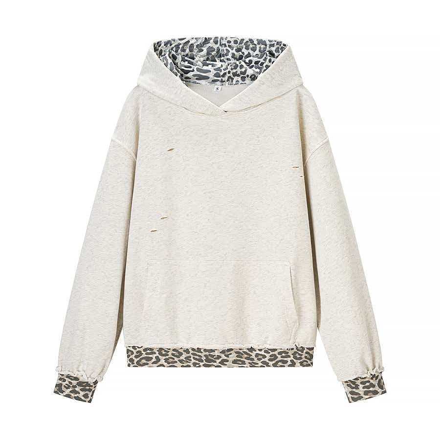 Kvinders afslappede hoodie med leopardfor Stilla
