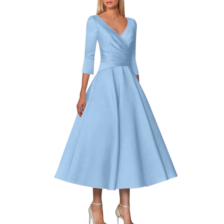 Dame Elegante Vikle-Midi-Kjole Stilla