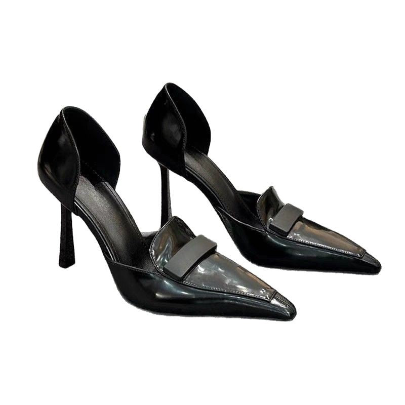 Kvinder Spids Tå High Heels med Kontrastrem Detail Stilla