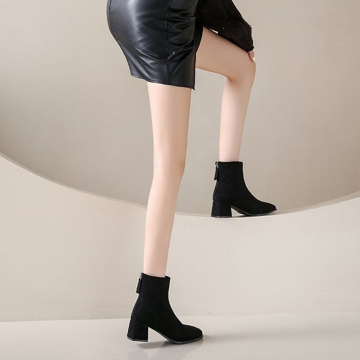 Dame Chunky Heel Spidse Tå Ankel Støvler Stilla