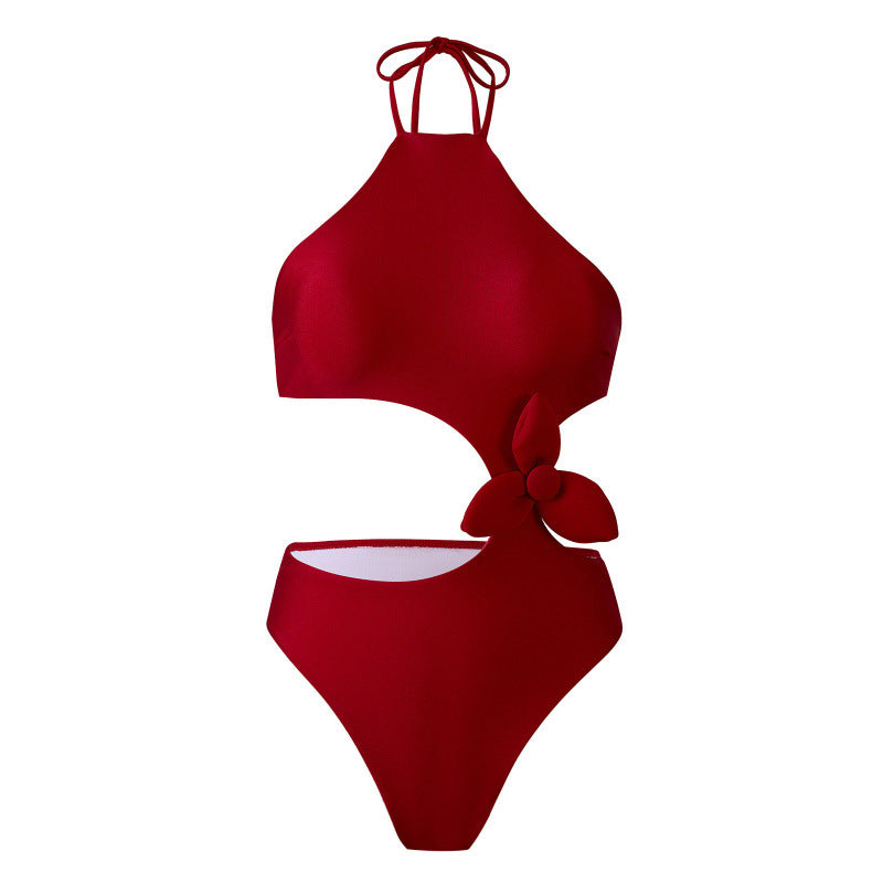Damer bikini-sæt med moderigtigt cut-out-design og elegant blomsterstrimmel Skovae