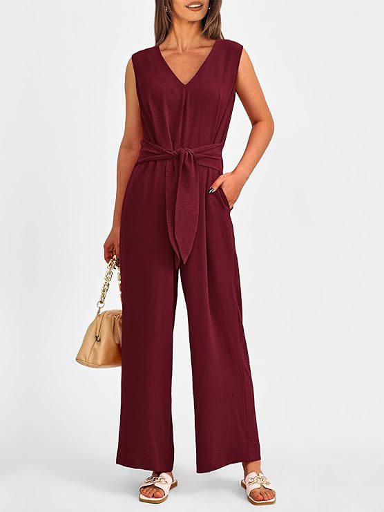 Dame Elegant og behagelig Jumpsuit med dybere V-udskæring og taljeret bælte Stilla