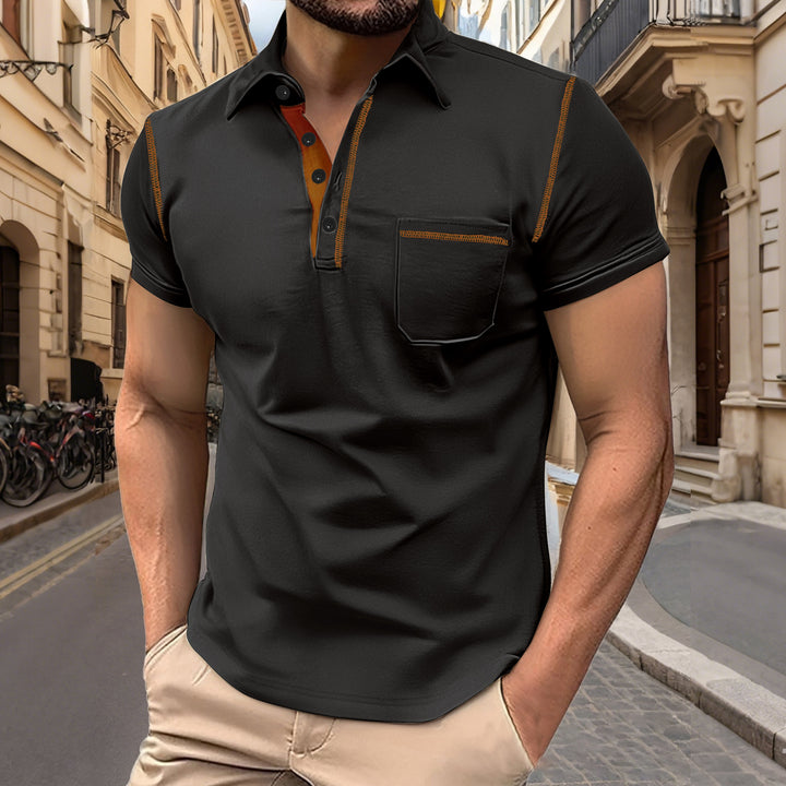Herrer Elegant Poloshirt med kontrasterende accenter og praktisk brystlomme Stilla