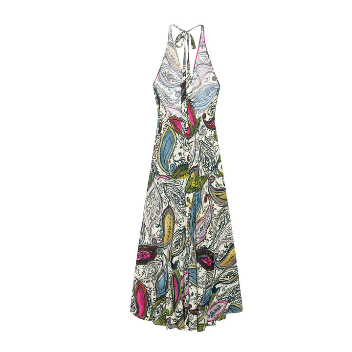 Femme Halter-Neck-Maxikjole med Paisley-tryk Stilla