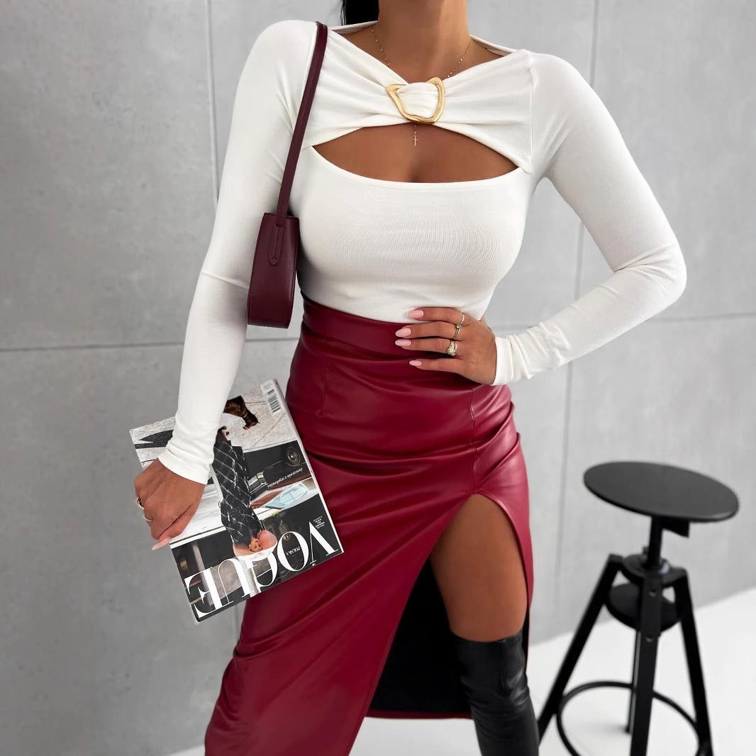 Dame bodysuit med elegant udskæringsdesign og lange ærmer Stilla