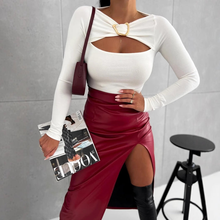 Dame bodysuit med elegant udskæringsdesign og lange ærmer Stilla