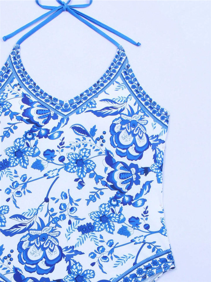 Dame Halter Neck Floral Print Einteiler Badedragt Stilla