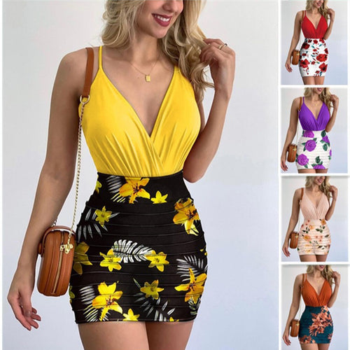 Dame Floral Wrap Bodycon Kjole Stilla