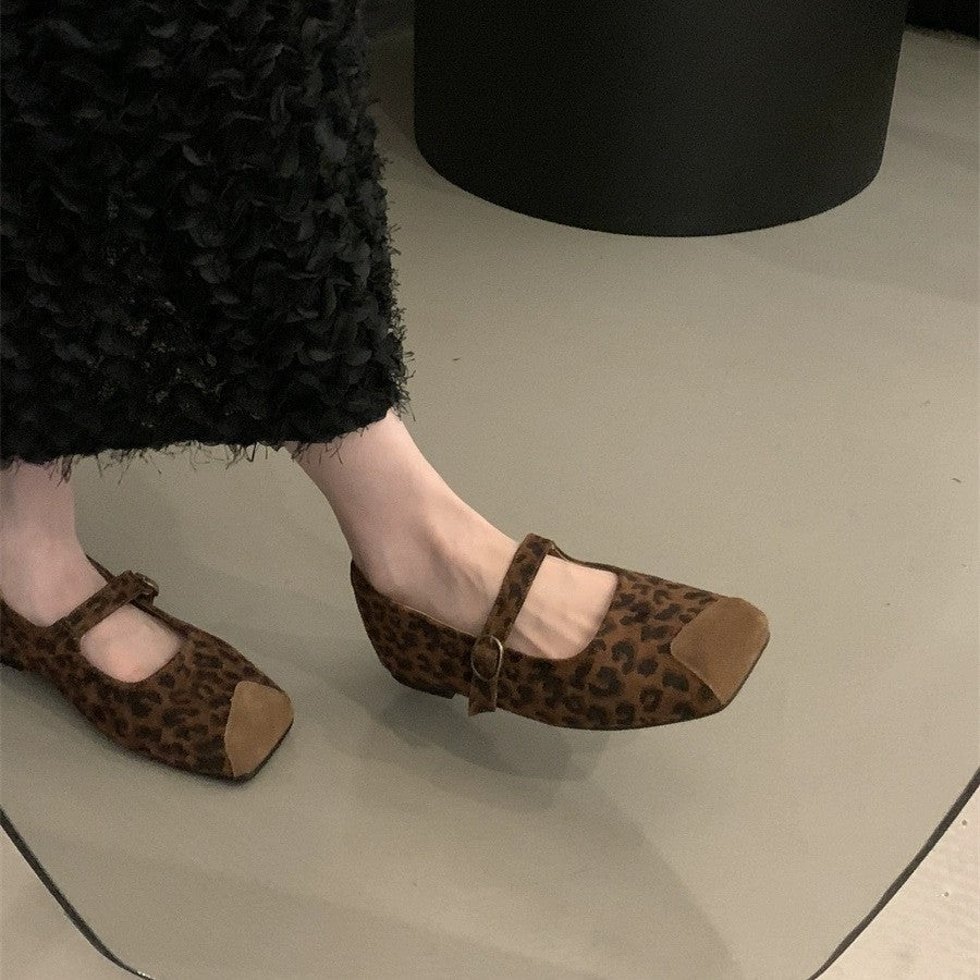 Femme Mary Jane Ballerinas med unikt dyretrykdesign Stilla