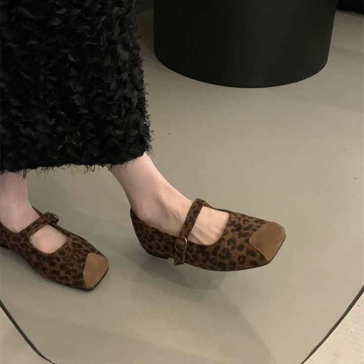 Femme Mary Jane Ballerinas med unikt dyretrykdesign Stilla