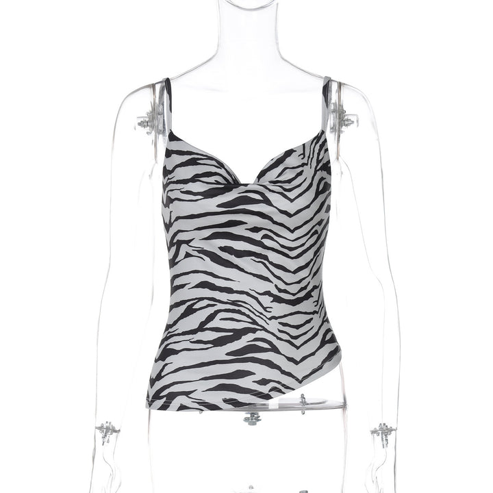Dame ærmeløs top med elegant dyreprint og justerbare stropper Stilla