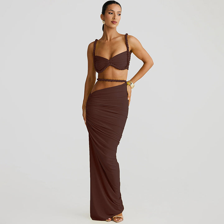 Dame trapformet aftenkjole med trendy farvegradient og elegant drapering Stilla