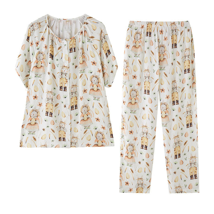 Dame Pyjamasæt med sød tryk Stilla