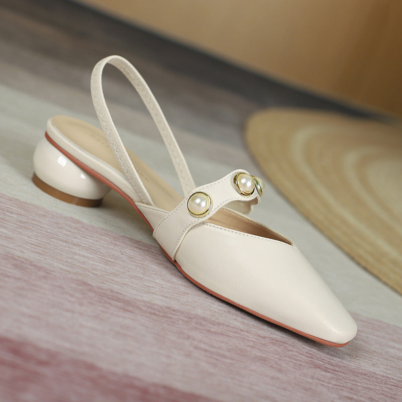 Dame elegante Slingback-hæle med perleaccent Stilla