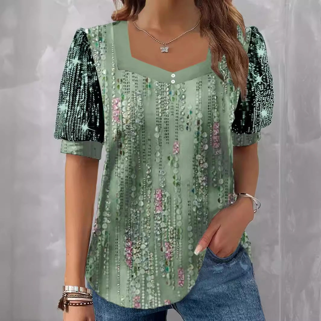 Dame Glitrende V-Pullover Bluse Skovae