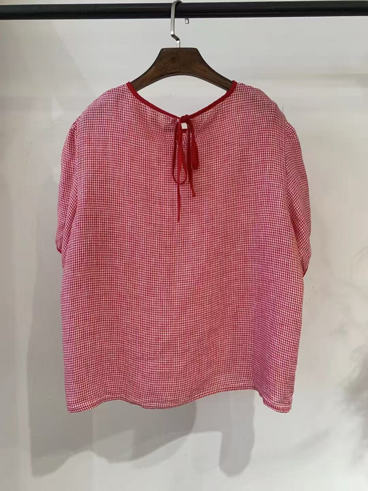 Dame Gingham-mønster Bindebluse Stilla