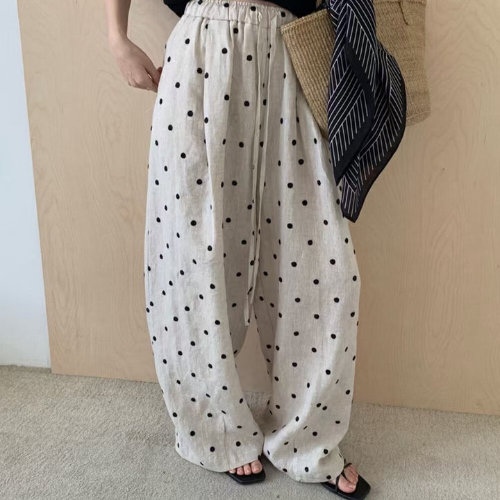 Femme Høj Talje Polka Dot Palazzo Bukser Stilla
