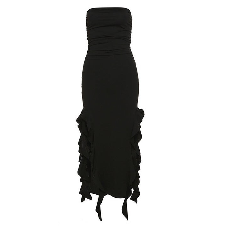 Dame Maxikjole med off-shoulder design og raffinerede flæser Stilla