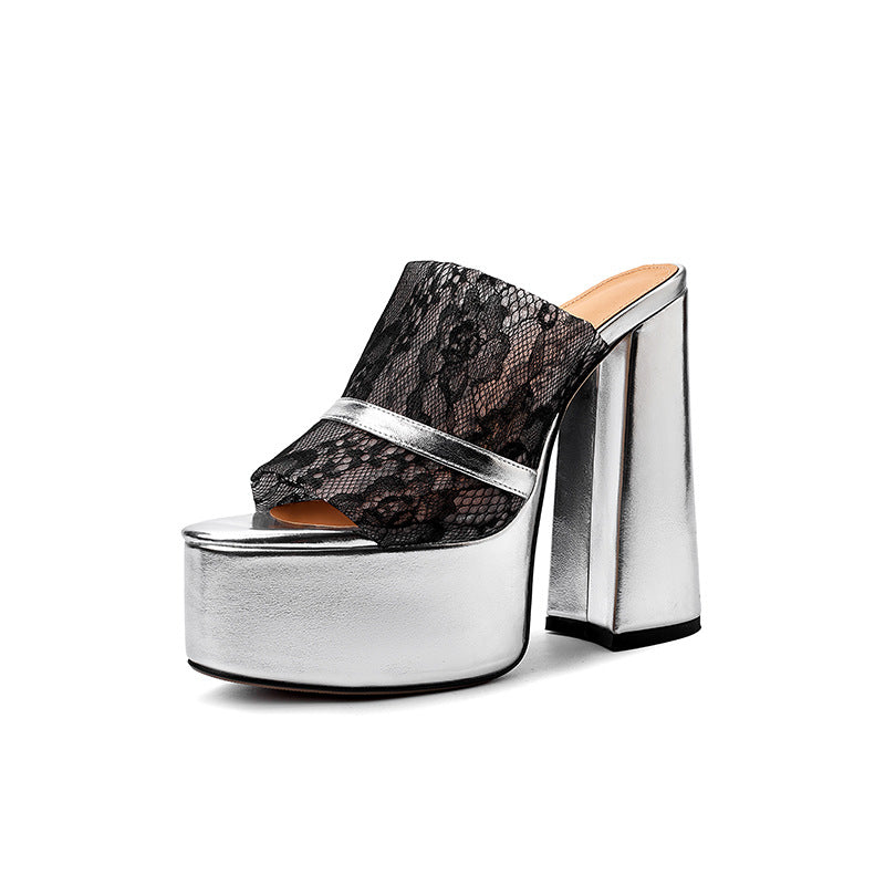 Femme Platform Riemchensandaler med elegant spids overlay Stilla