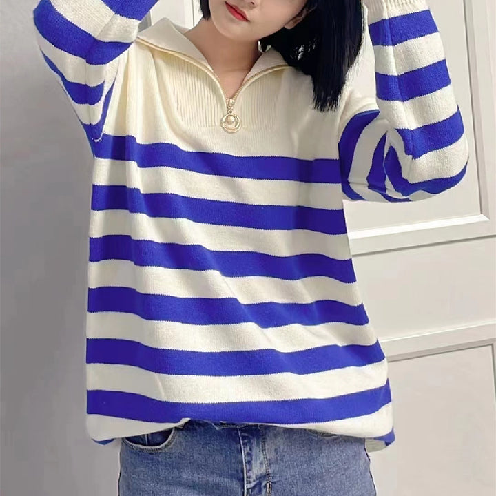 Femme Zip-Up Stribet Sweatshirt Stilla
