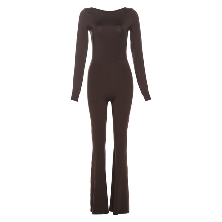 Dame Langærmet Jumpsuit med figursyet snit og bredt ben Stilla
