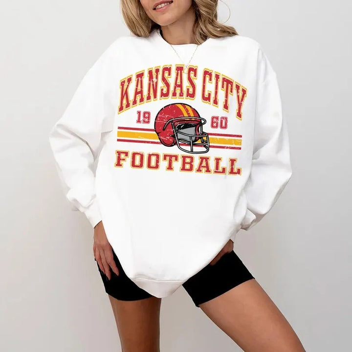 Kvinder Oversized Sweatshirt med nostalgisk fodboldmotiv Skovae