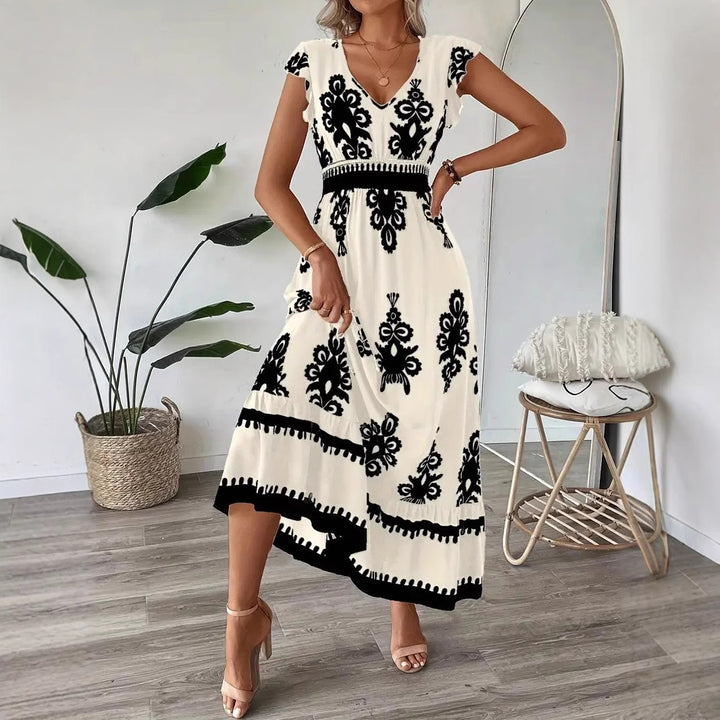 Dame Elegant Maxikjole med detaljeelskende Floral Design Stilla