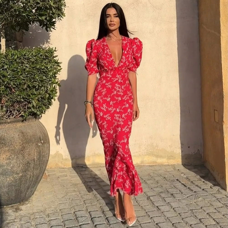 Dame blomstertryk maxi kjole Stilla