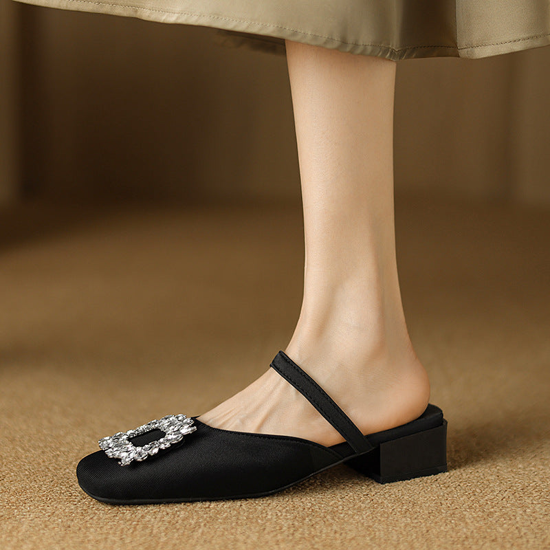 Dame Slip-On Slingback Mules med dekorativ ædelstenske accent Stilla