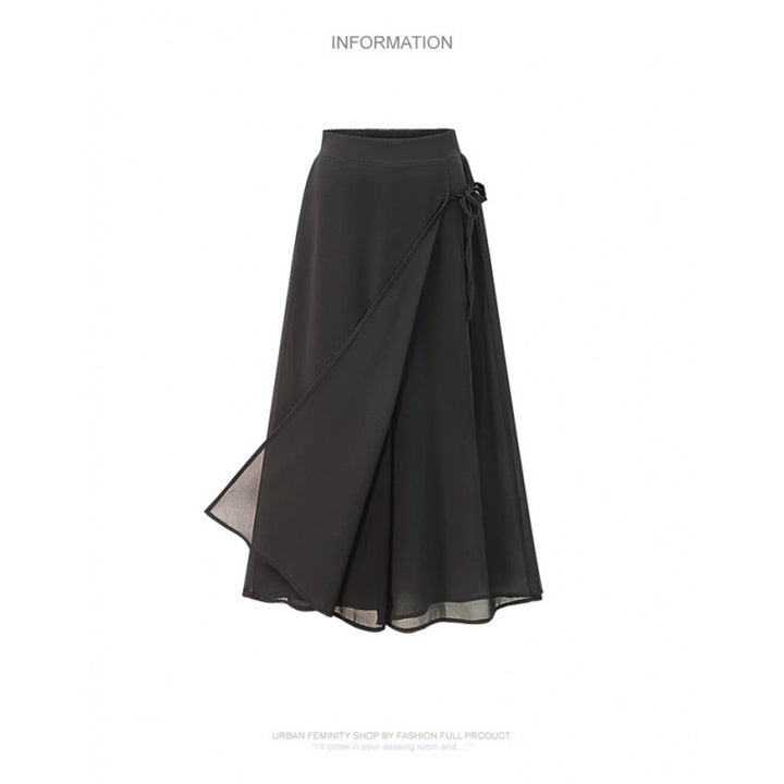 Damer Længere Wrap Skirt i flydende Chiffon Skovae