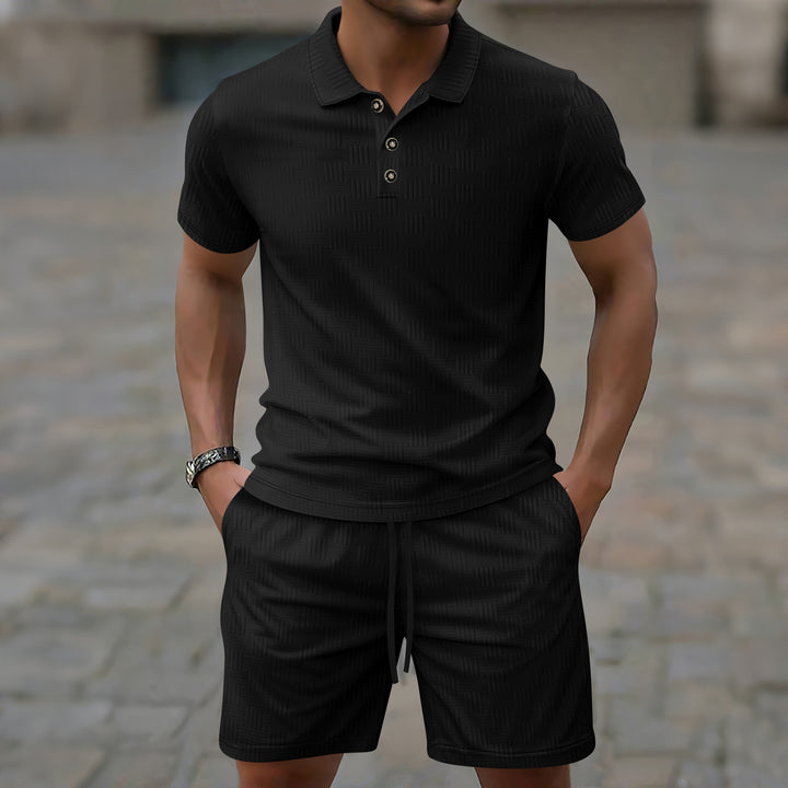 Herrer elegant kortærmet polo skjorte og shorts sæt Stilla