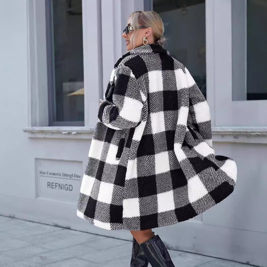 Dame ternet mønster teddy frakke med oversized pasform Stilla