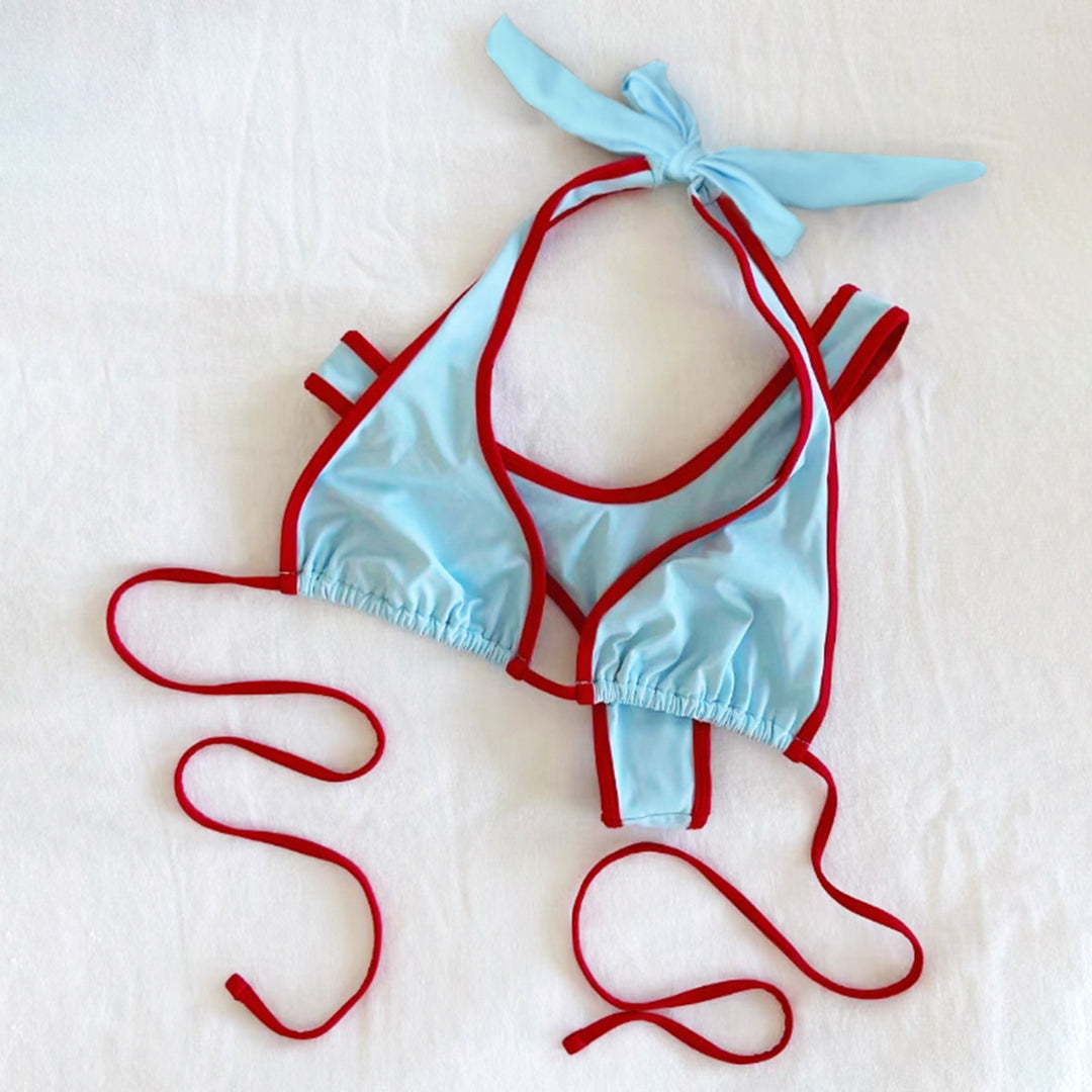 Dame triangel-bikini top med legende sløjfedetaljer og elastisk bånd Stilla