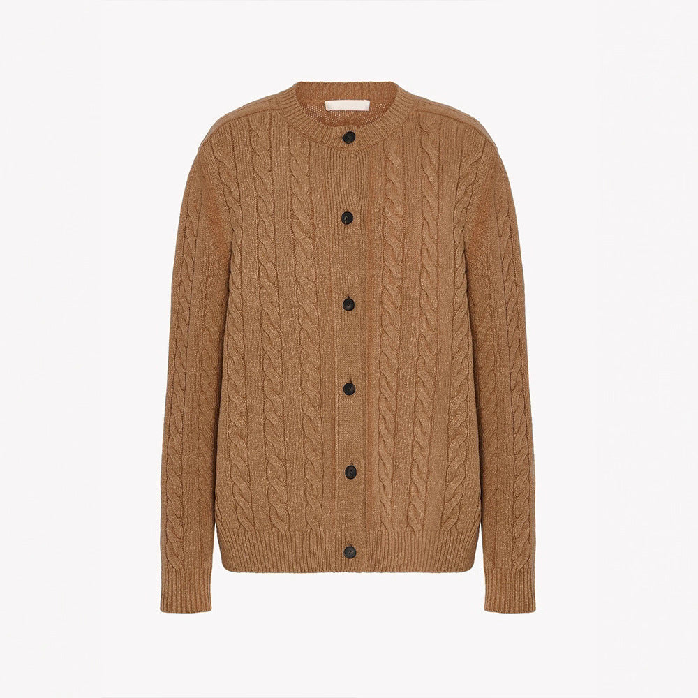 Kvindernes chunky strikket cardigan med knaplukning Stilla