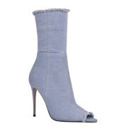 Femme Open-Toe Stilettoer med Ruffle Kant Stilla