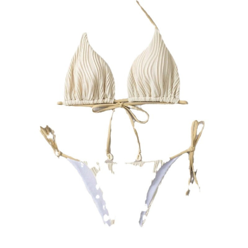 Dame Rib-design bikini med justerbare bånd Skovae