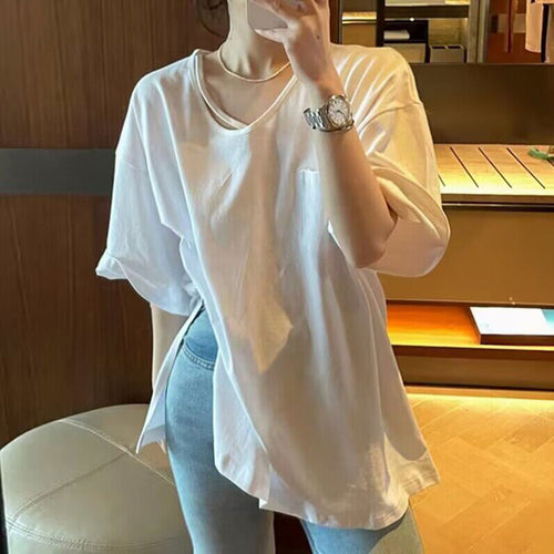 Femme Plus Size Pocket Detail Bomulds T-shirt Stilla