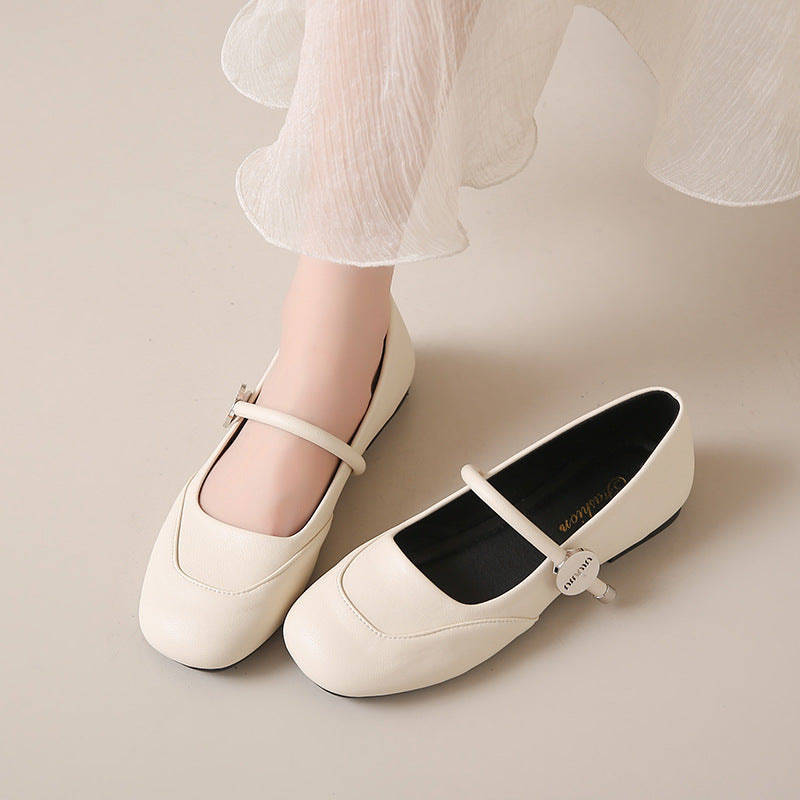 Dame Elegant Mary Jane Ballerinaer med Charmerende Rem Detalje Stilla