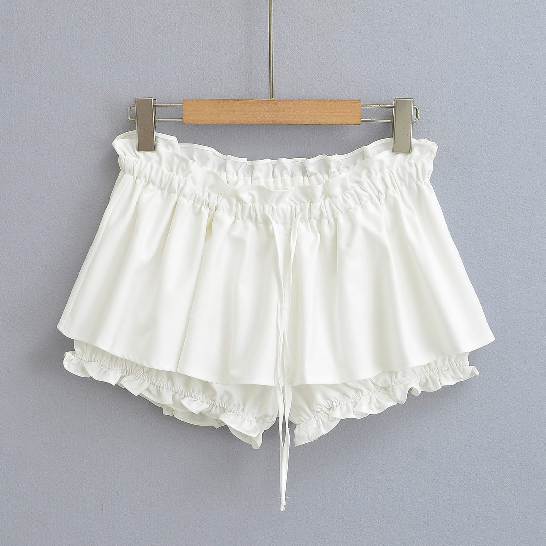 Dame luftige Rüschenshorts med elastisk taljebånd og snøre Stilla