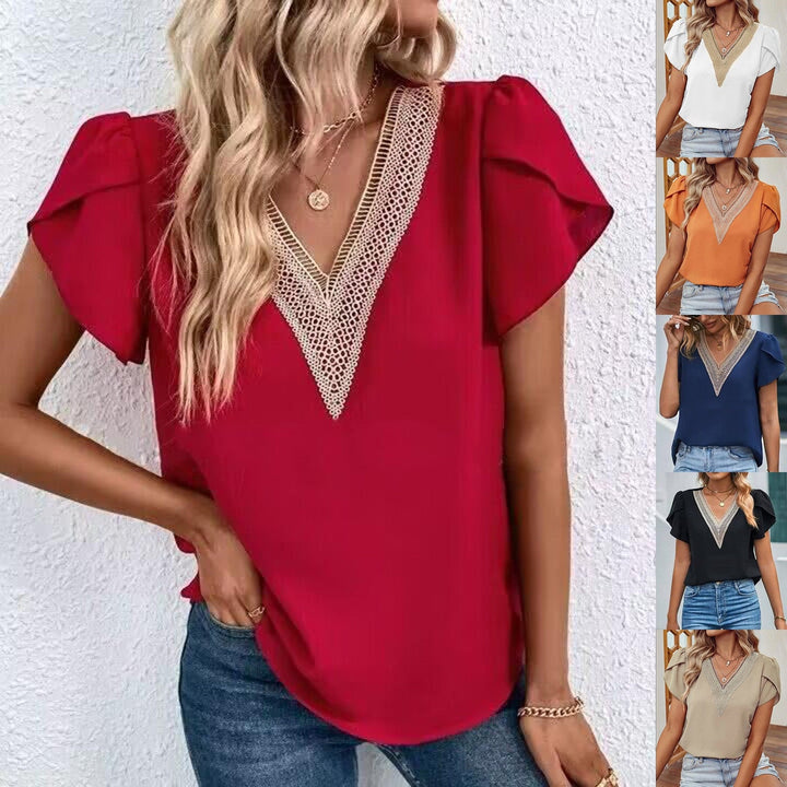 Stilla | Simple-Top Sommer V-hals Ærmeløs Løs Tanktop
