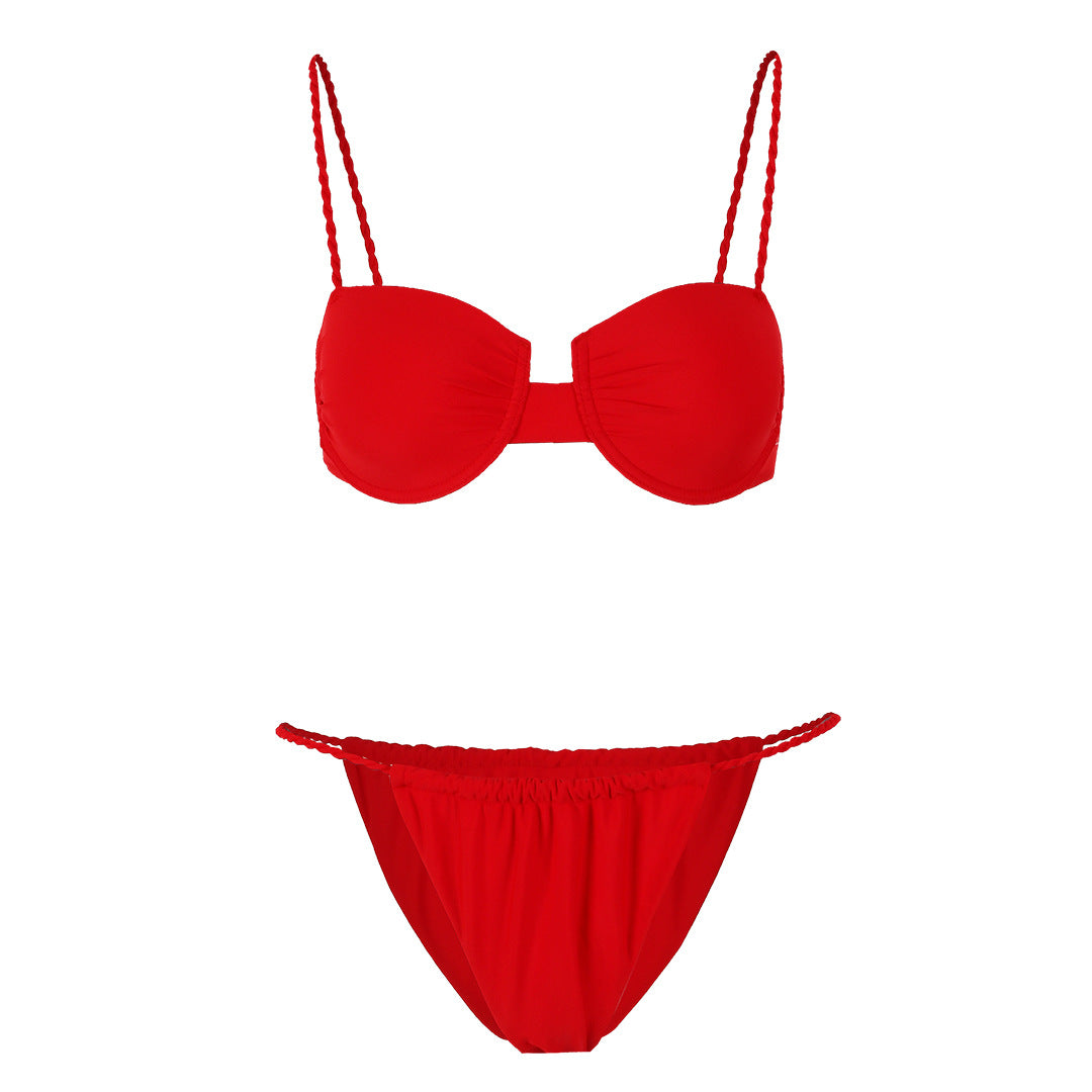 Dame bikini-sæt med skridsikkert push-up-top og justerbare snorebånd Stilla