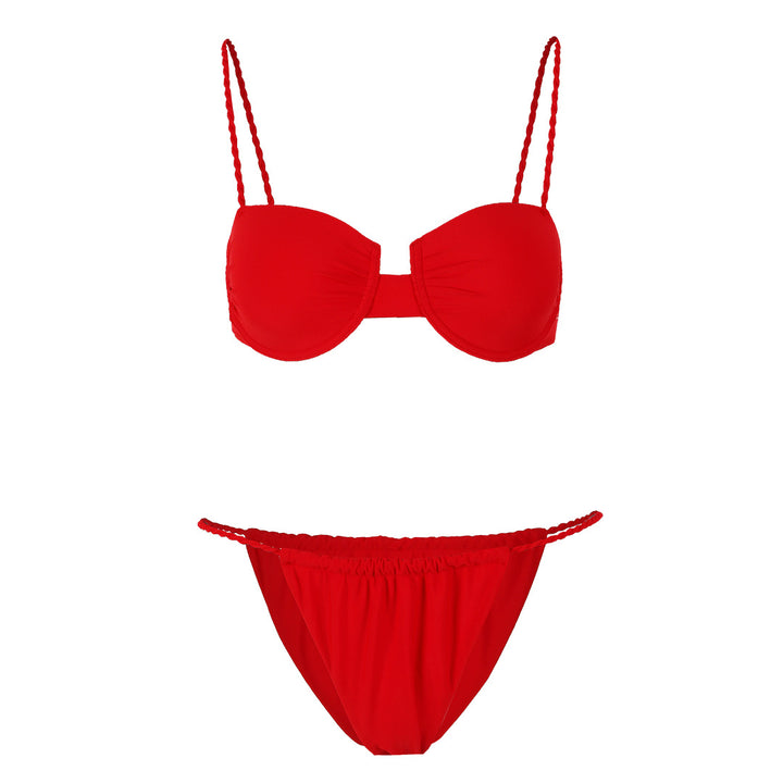 Dame bikini-sæt med skridsikkert push-up-top og justerbare snorebånd Stilla