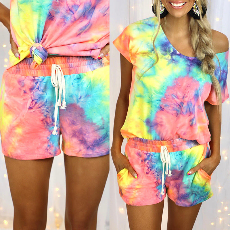 Kvinder Tie-Dye Fritids-Loungewear-Sæt Stilla
