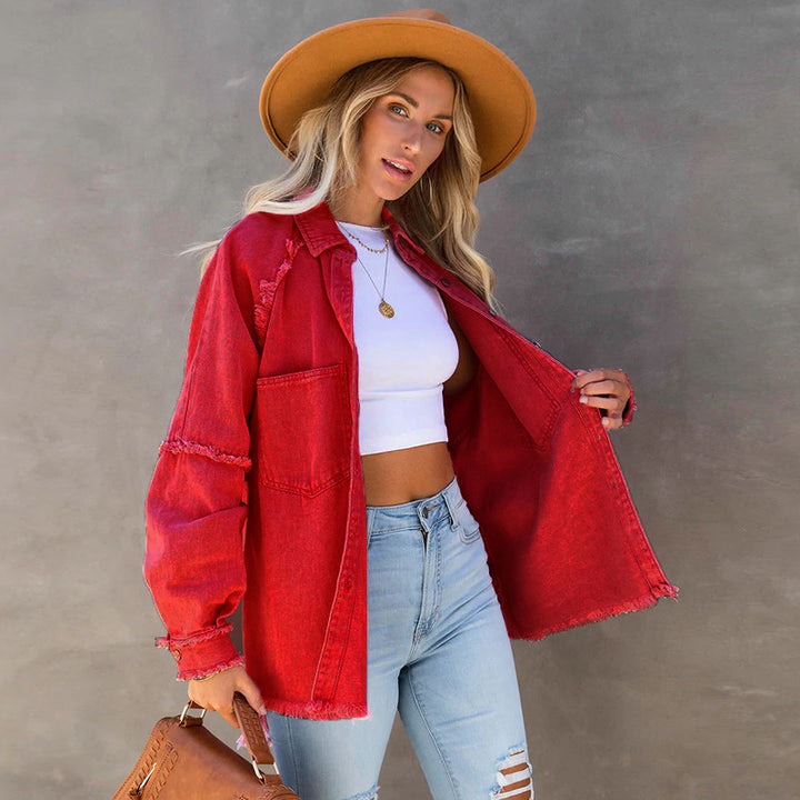 Femme Distressed Denim Overshirt Stilla