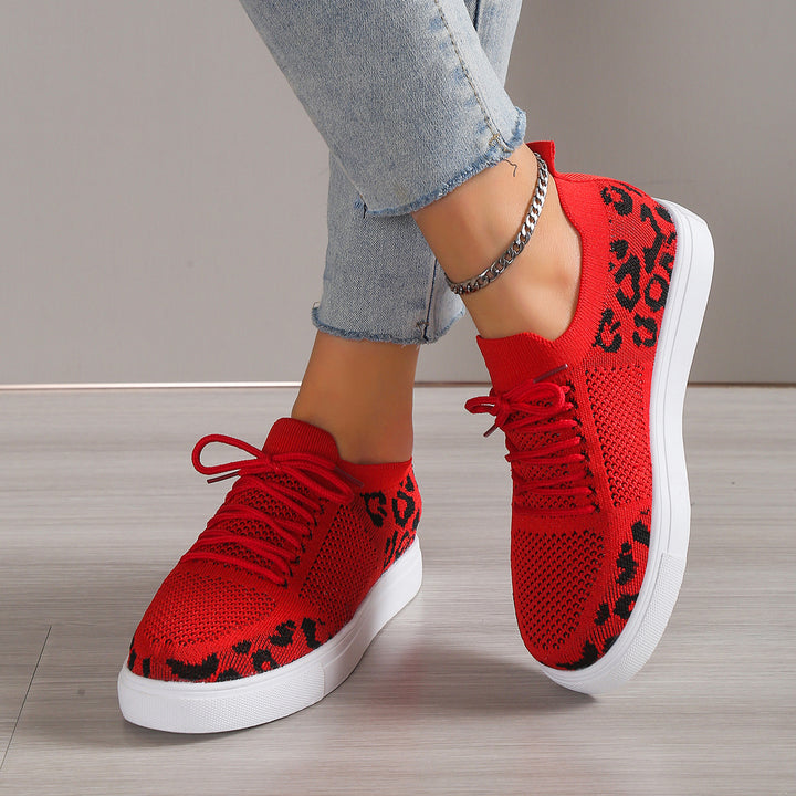Dame Sneakers i moderne leopardmønster med åndbart stof og behagelig sål Stilla