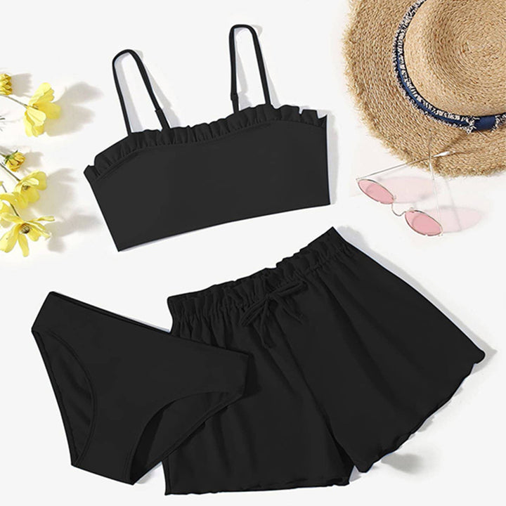 Dame bikini-sæt med rynket top og behagelige shorts Stilla