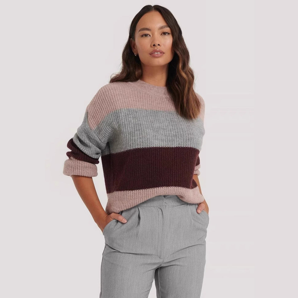 Kvinders fashionable sweater med farvekoordineret blokdesign og afslappet snit Stilla