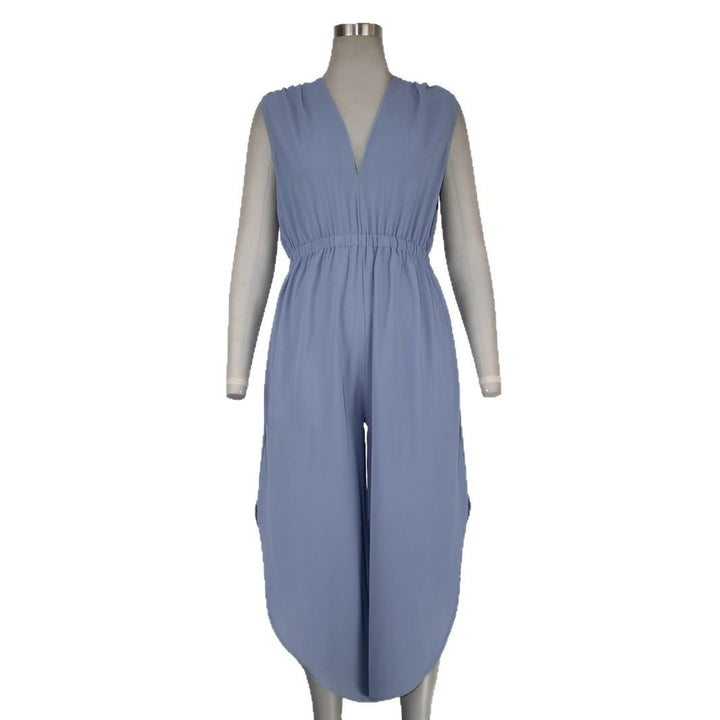 Dame Elegant Jumpsuit med dyb V-udskæring og bredt ben Stilla