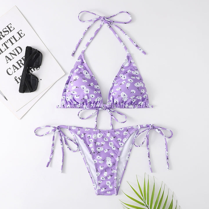 Femme Floral Print Triangle Bikini Sæt Stilla1750243891